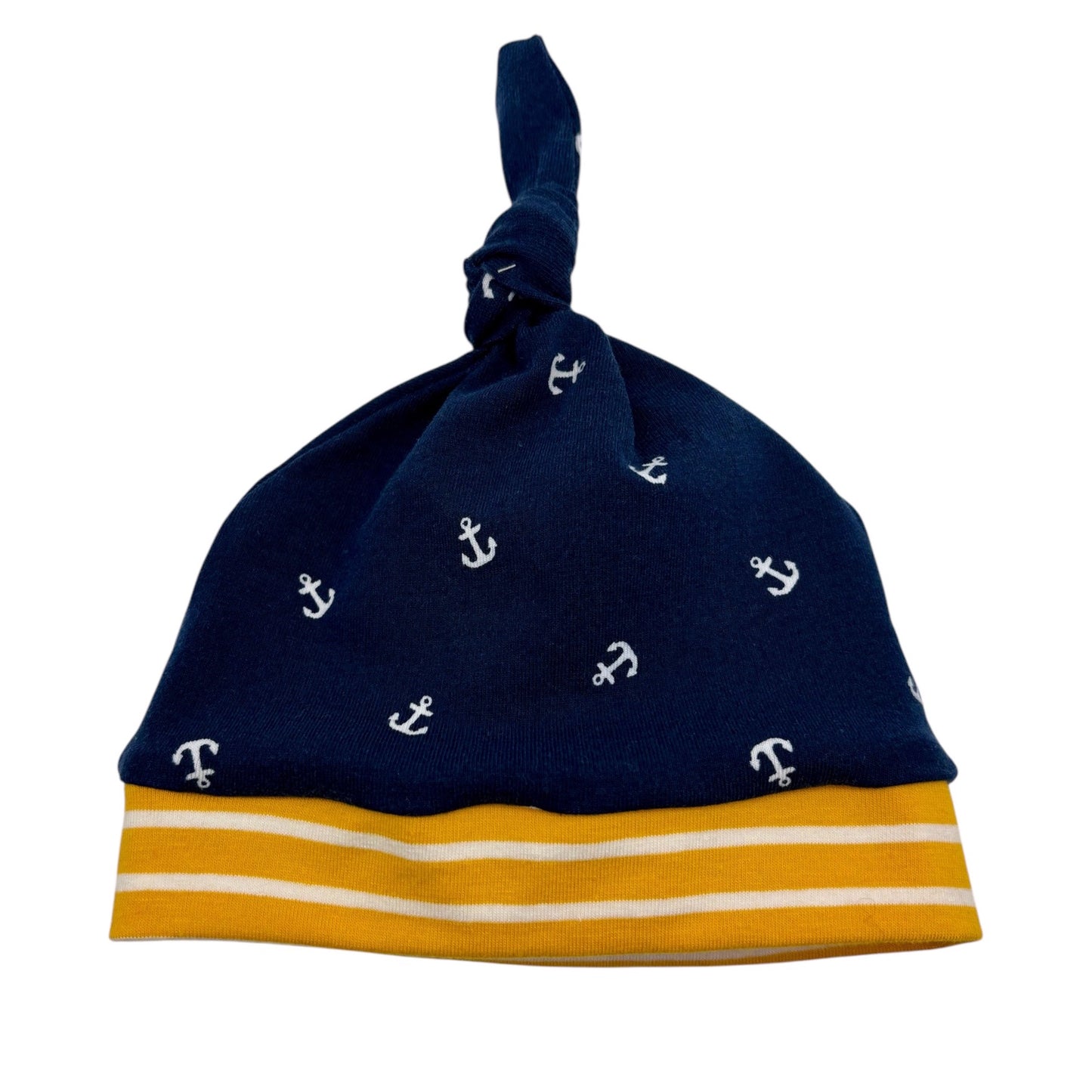 Knot Hat in Newborn: Anchors and Stripes