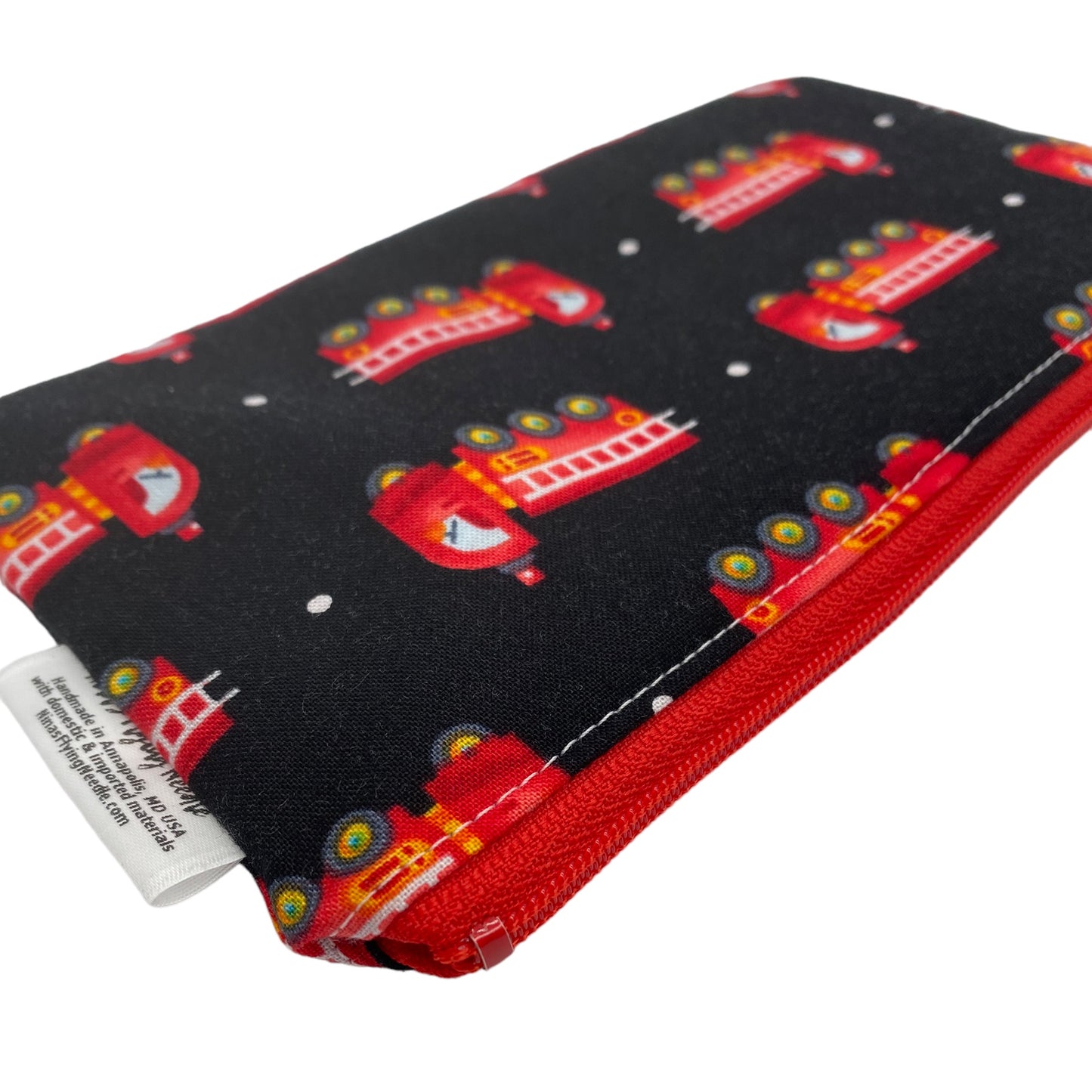 Knick Knack Sized Reusable Zippered Bag Firetrucks