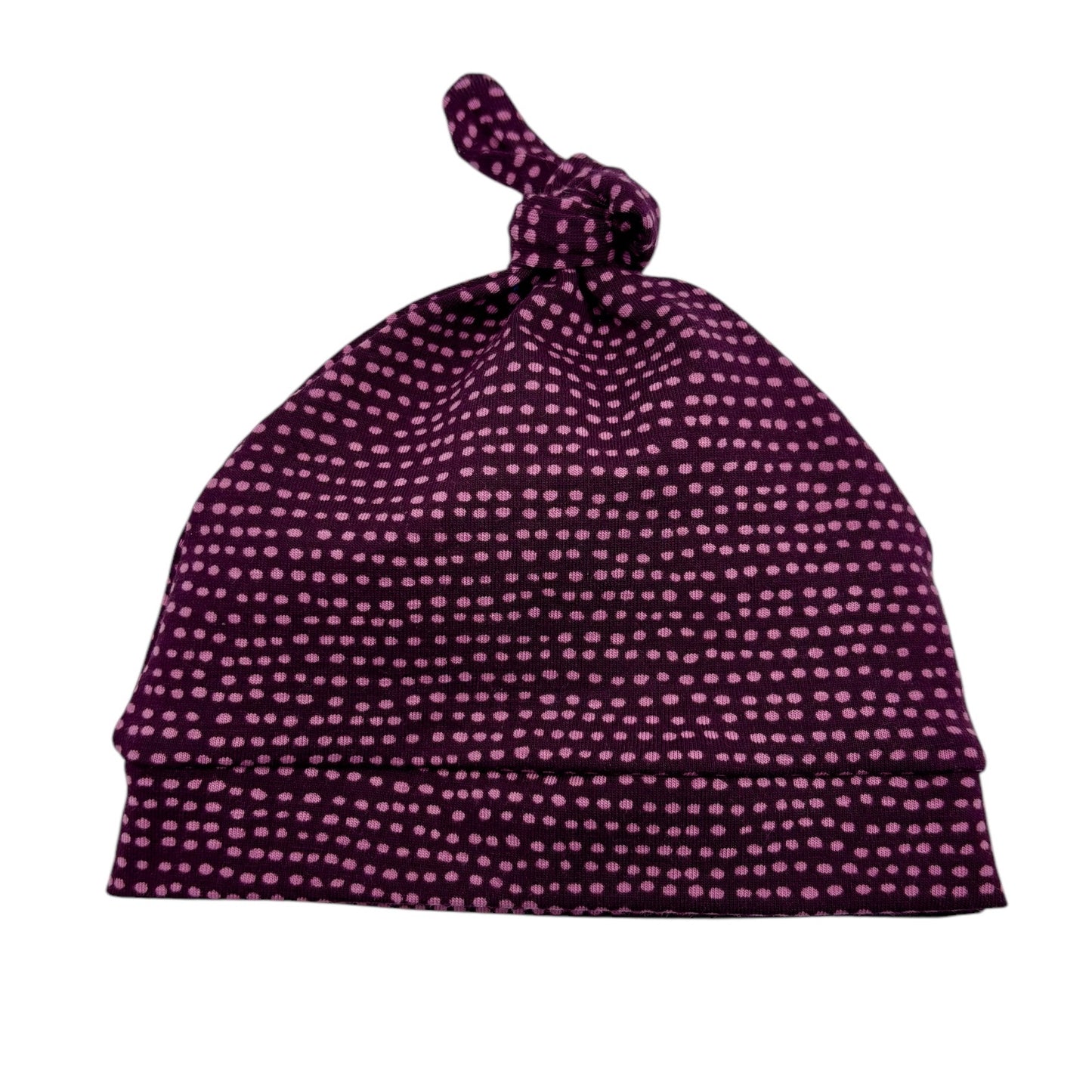 Knot Hat in Newborn: Dots on Purple