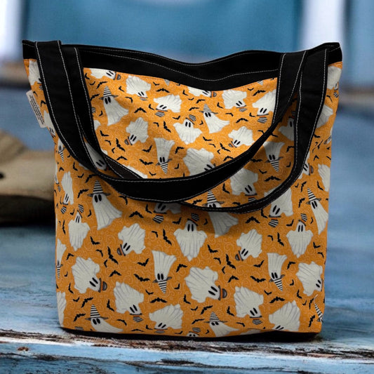 Children's Library Sized Reversible Tote Ghosts and Bats