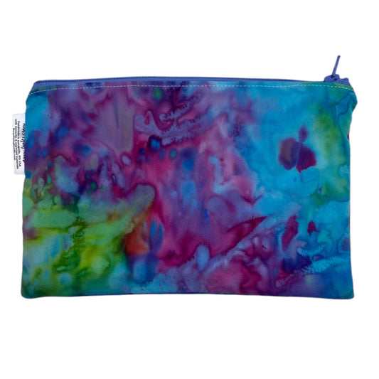 Snack Sized Reusable Zippered Bag Tie Dye Blue Green Purple