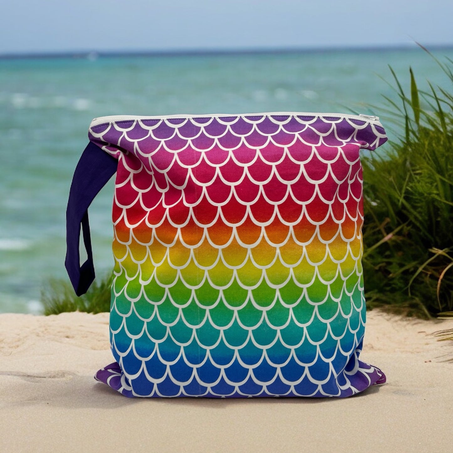 Large Wet Bag with Handle Scales Ombre Bright