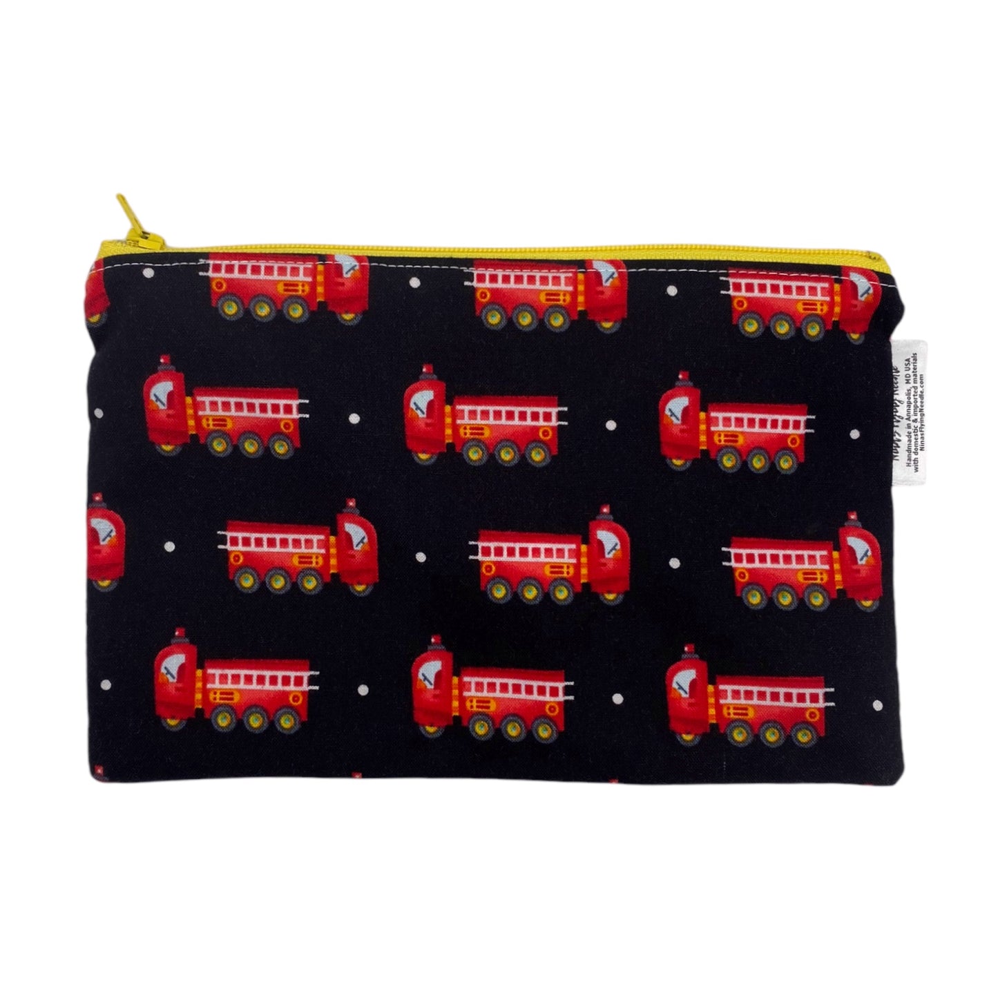 Snack Sized Reusable Zippered Bag Firetrucks