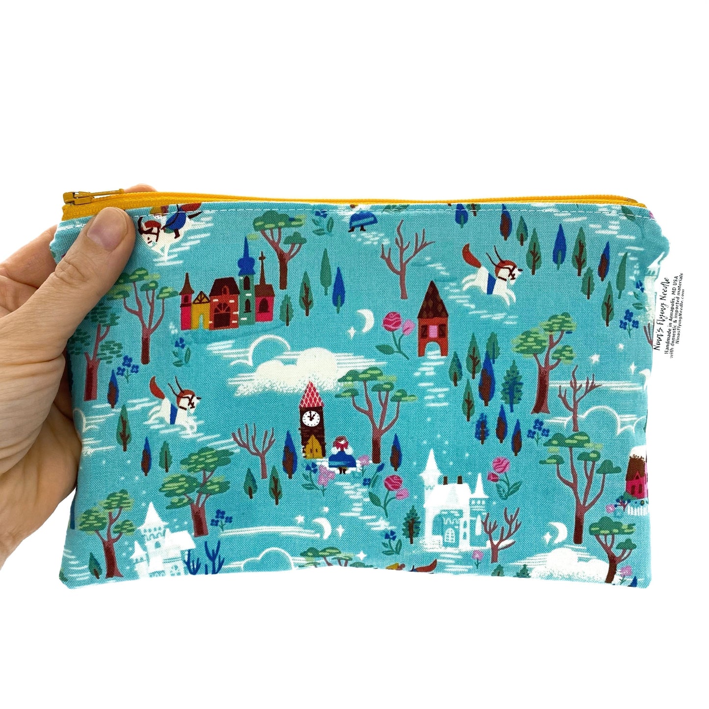 Snack Sized Reusable Zippered Bag Dinosaurs on Light Blue