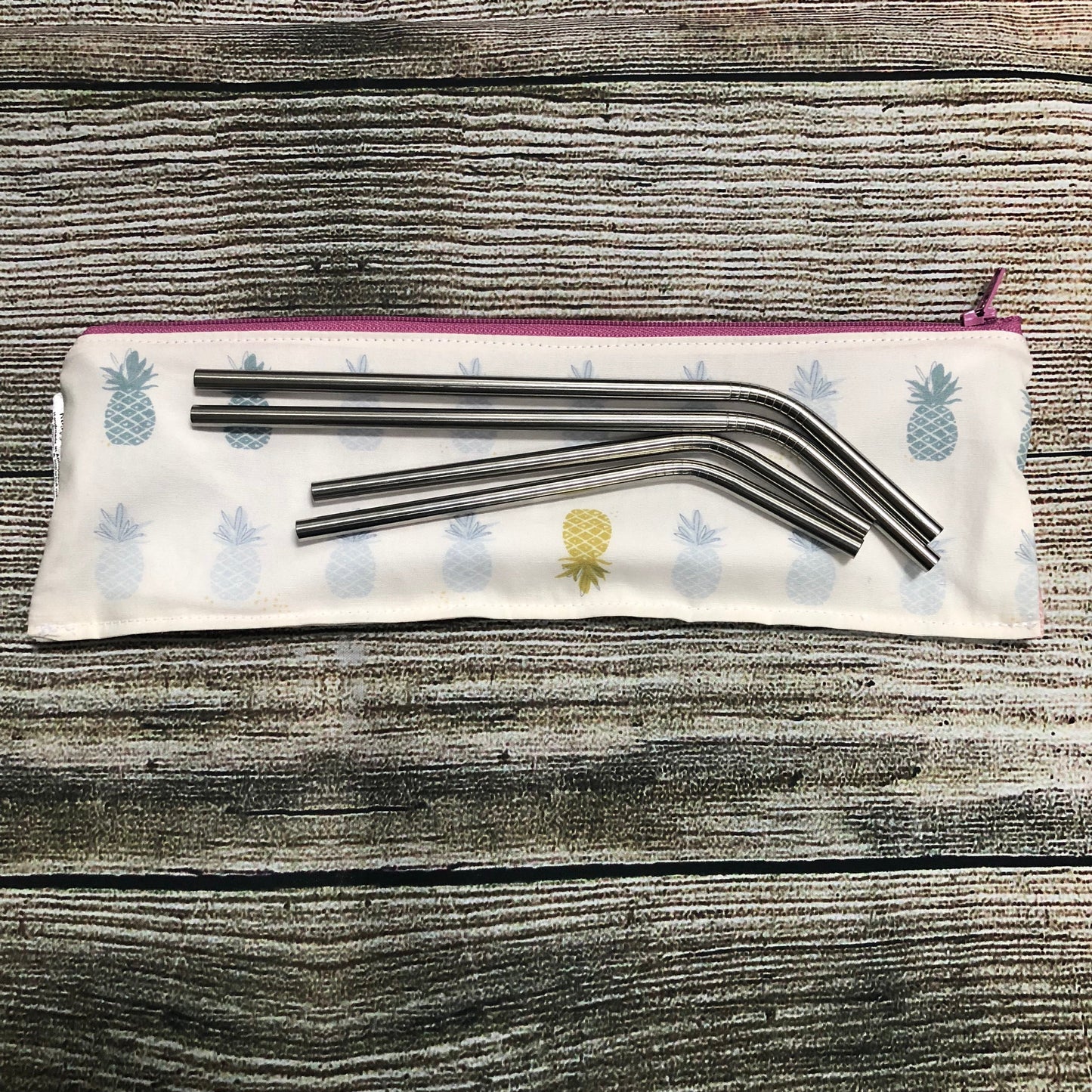 Regular Sized Reusable Straw/Utensil Wet Bag Stripes Bias Green