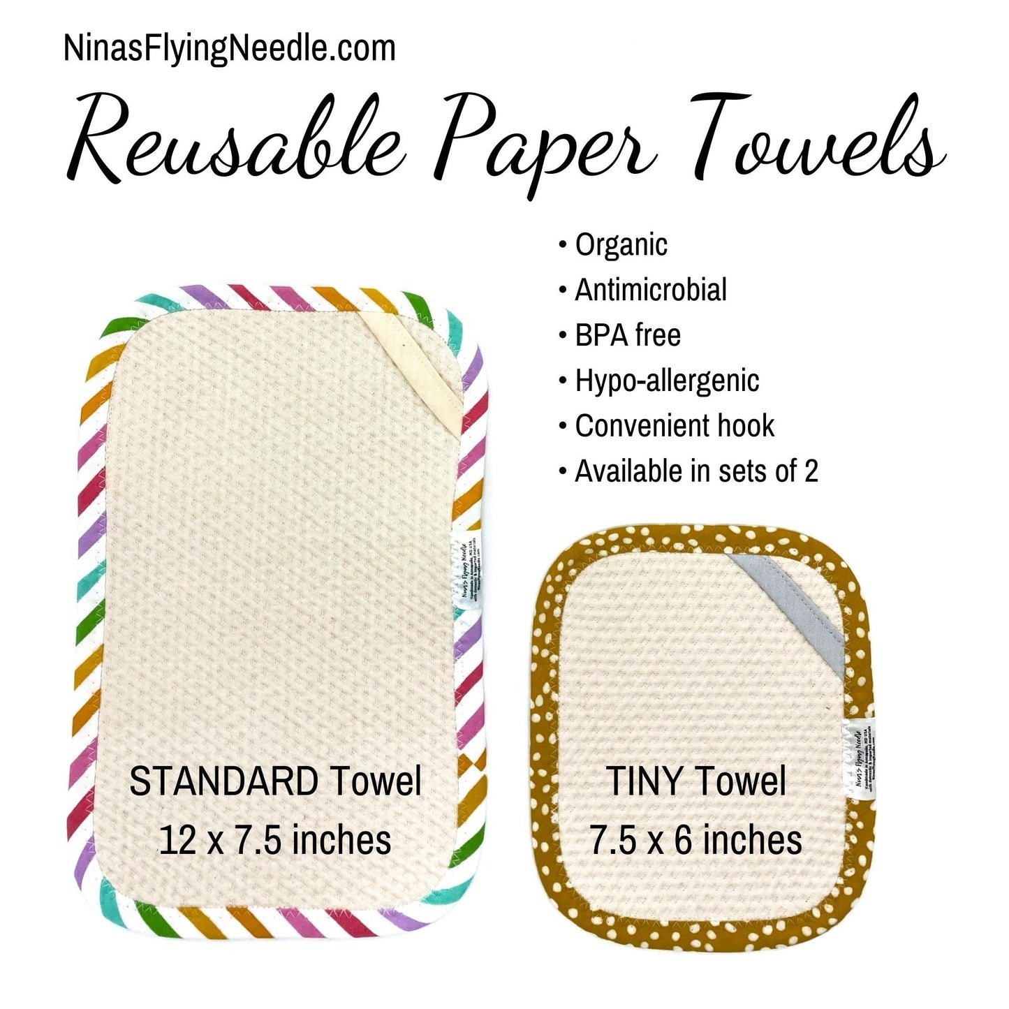 Set of 2 Reusable STANDARD Paper Towels - Tropical Fruits