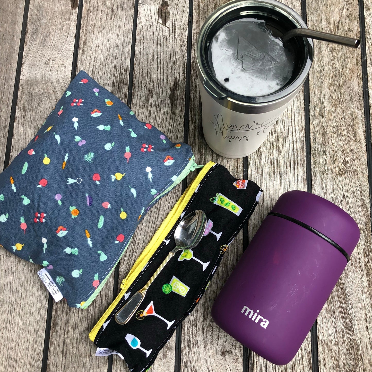 Regular Sized Reusable Straw/Utensil Wet Bag Polka Dots on Brown