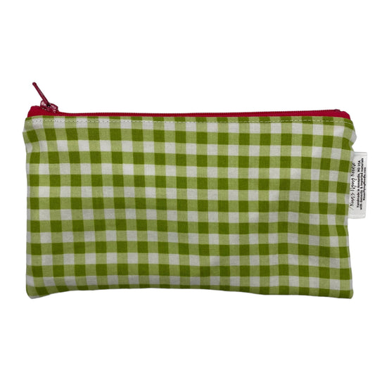 Knick Knack Sized Reusable Zippered Bag Gingham Green