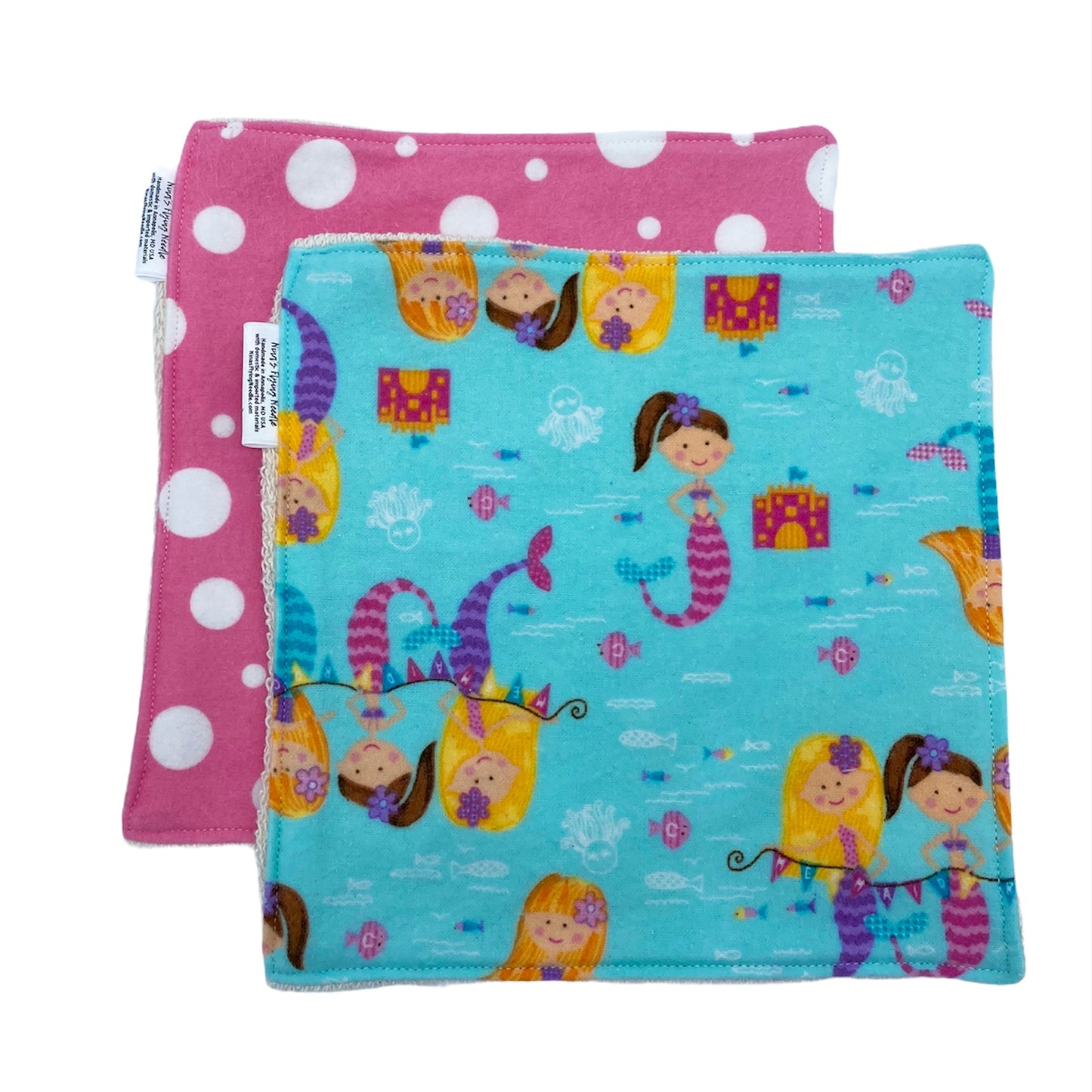 Wash Cloth - Regular - Mermaids and Solid Blue