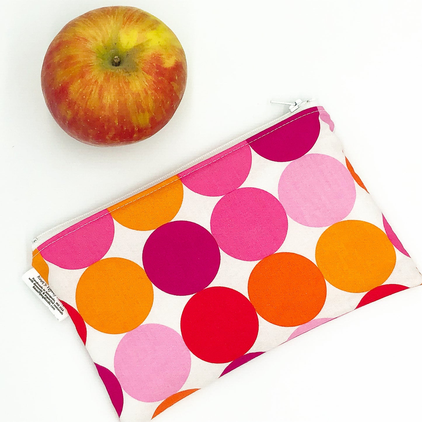 Snack Sized Reusable Zippered Bag Salmon Polka Dots