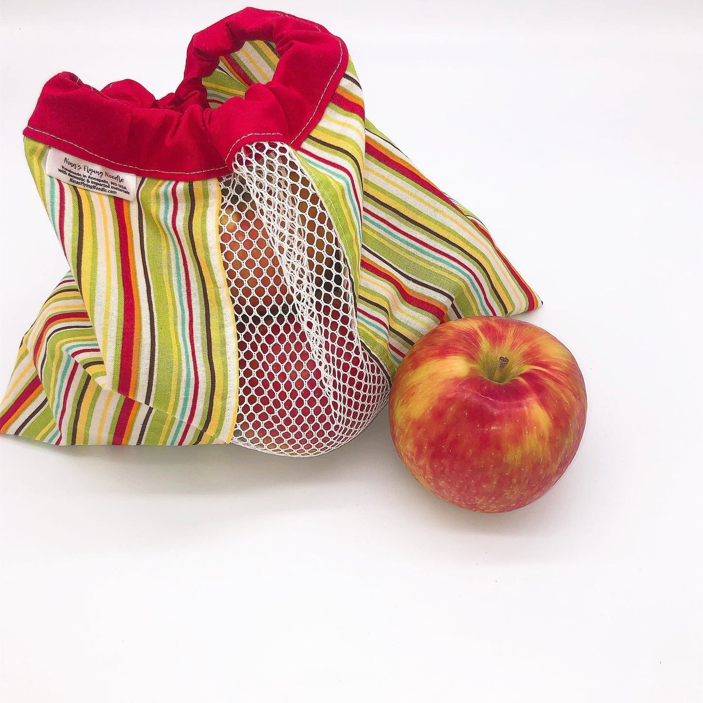 Medium Produce Bag Rainbow Stripes Bias