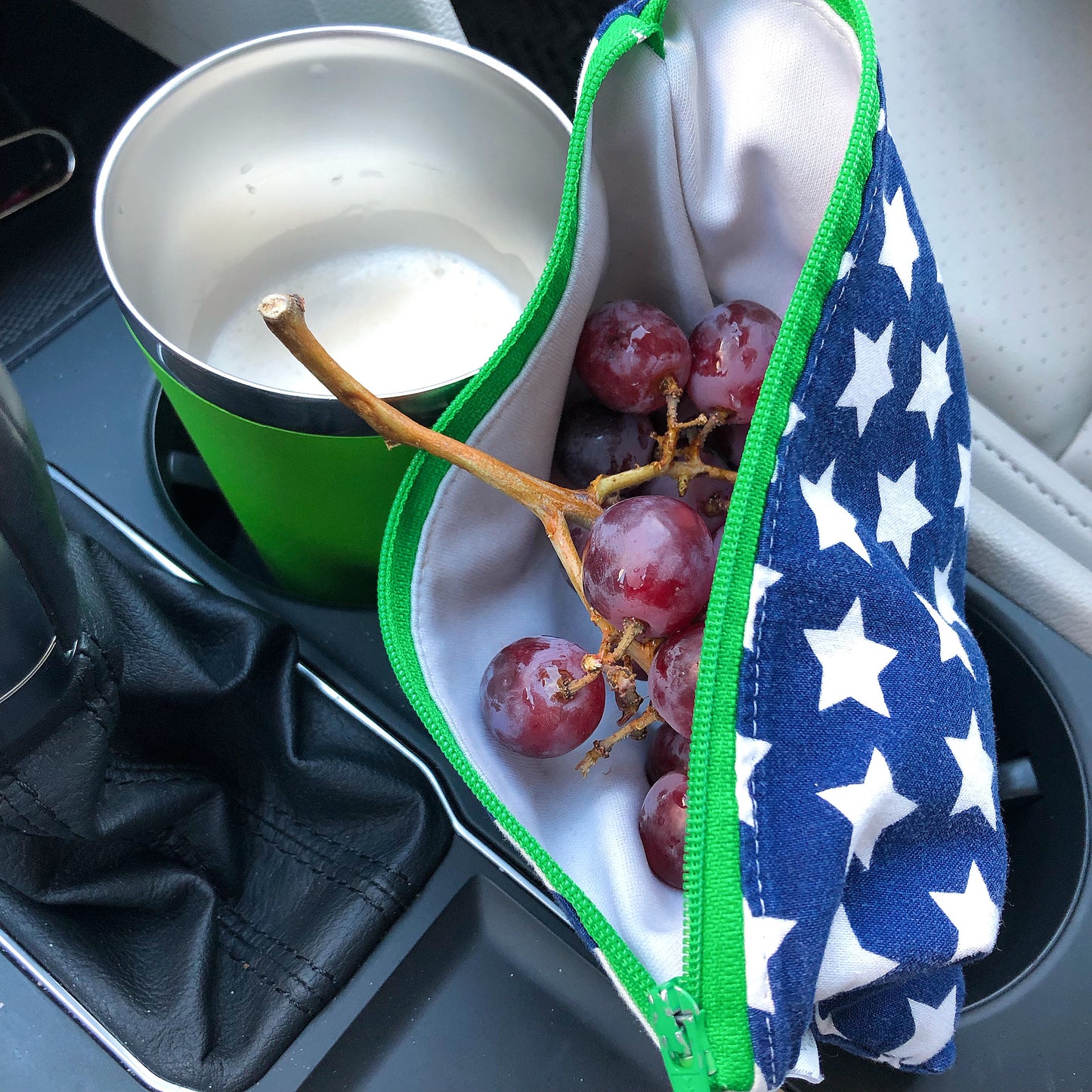 Snack Sized Reusable Zippered Bag Stripes Bias Pink Ombre