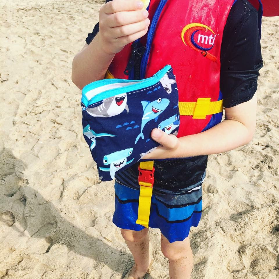 Snack Sized Reusable Zippered Bag Stripes Navy