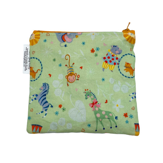 Toddler Sized Reusable Zippered Bag Circus Animals