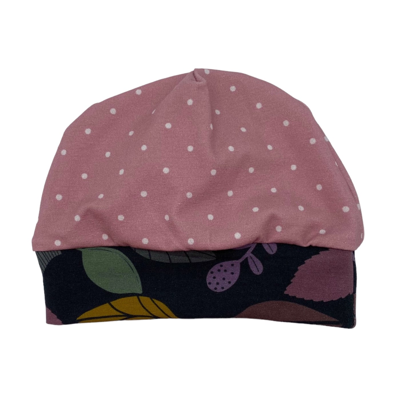 Beanie Hat in Baby: Polka Dots with Leaves