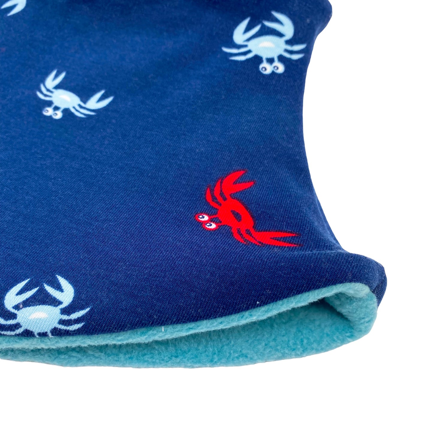 Child's Handmade Neck Warmer Crabs on Navy