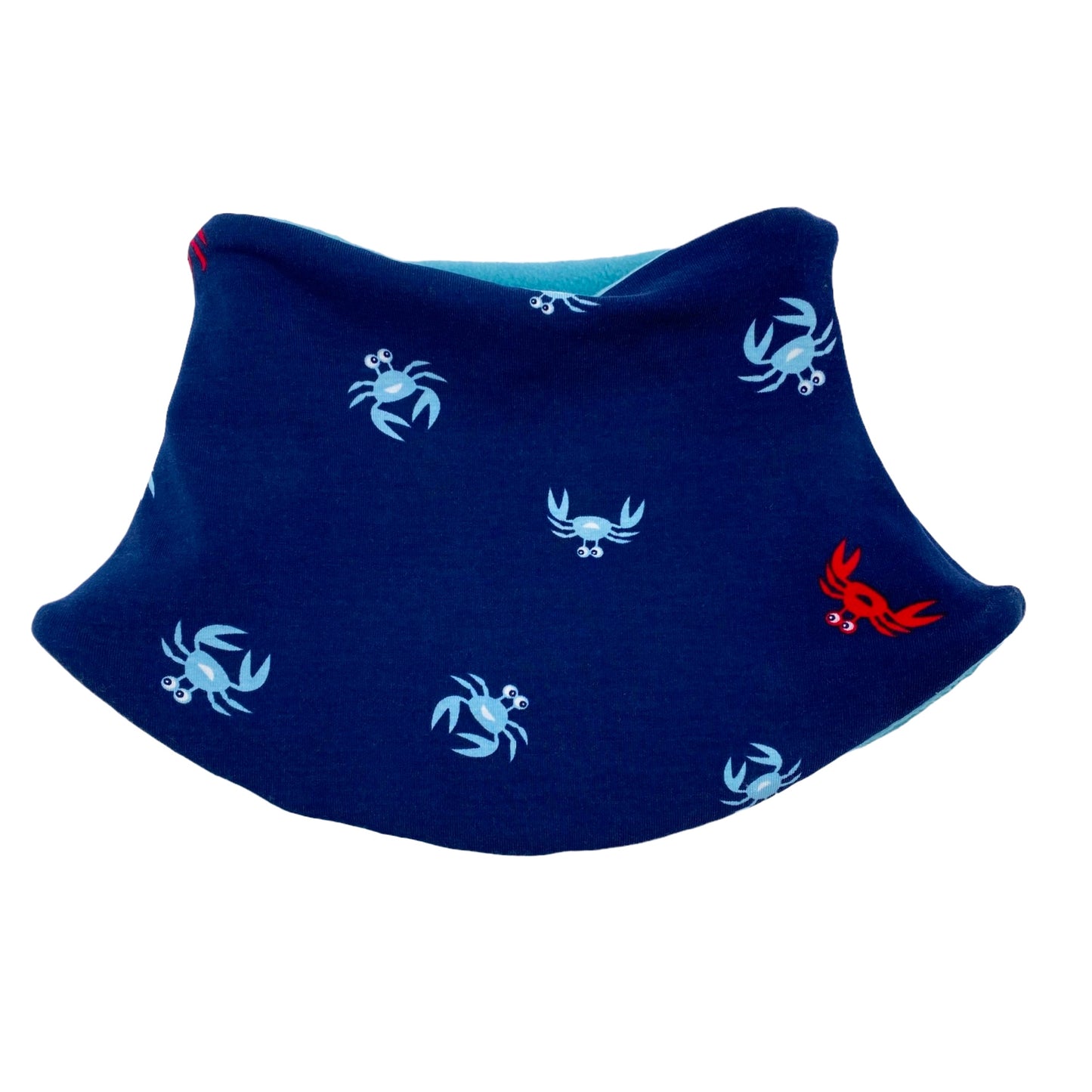 Child's Handmade Neck Warmer Crabs on Navy