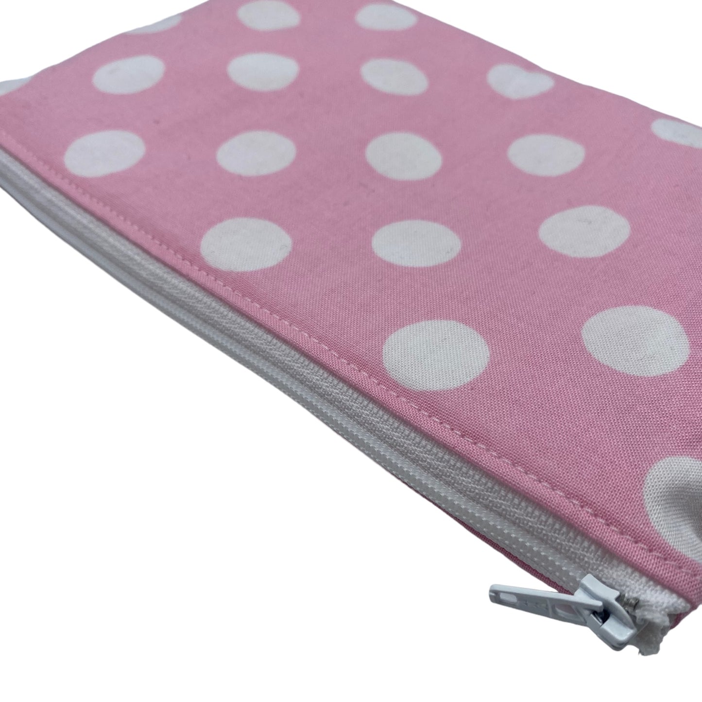 Snack Sized Reusable Zippered Bag Polka Dots Baby Pink