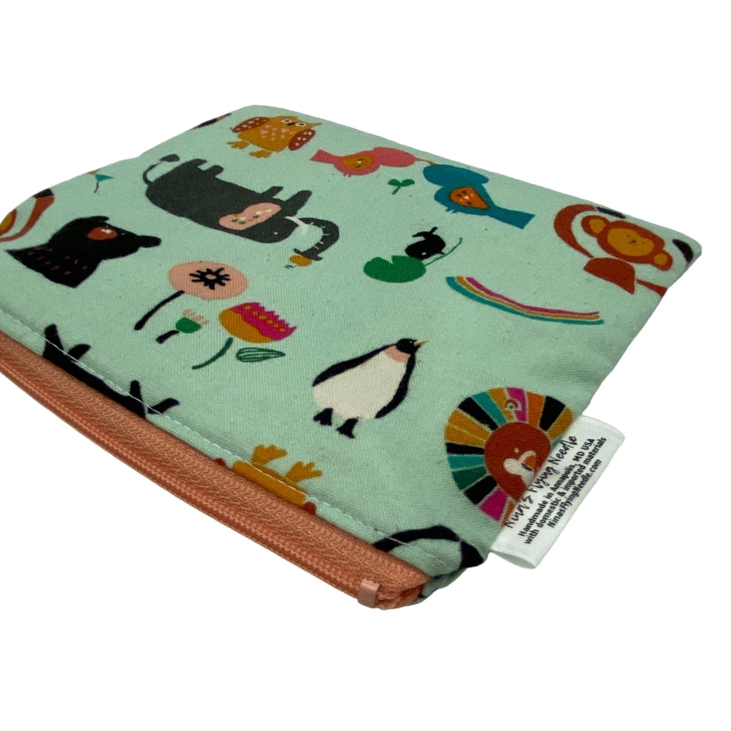 Toddler Sized Reusable Zippered Bag Animal Parade